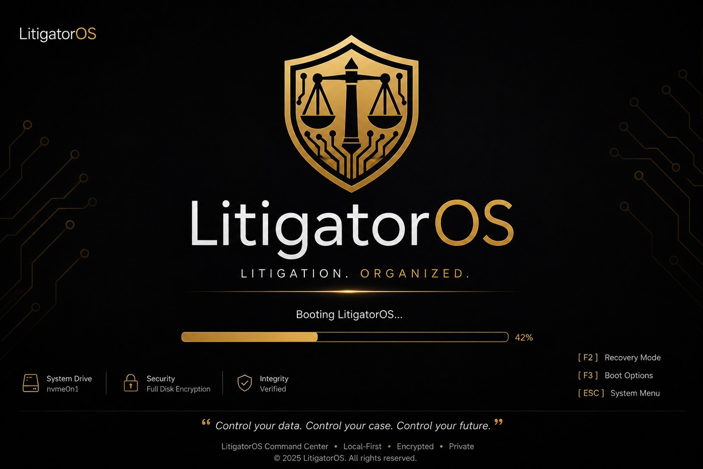 LitigatorOS boot screen